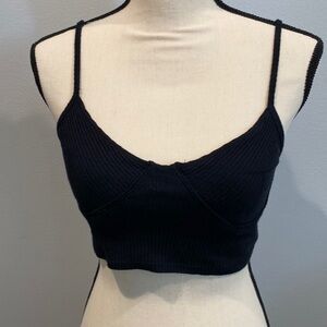 Black PAC Cropped Spaghetti Strap Top - Stretch - Size Small